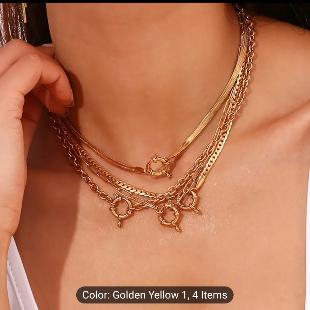 🌟🌟NEW🌟🌟 STUNNING!! O LINK Anchor SS GOLD Chain Layering Necklace